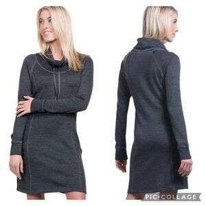 Kuhl Lea Cowel Neck Long Sleeve Heathered Gray Sweater Dress Size Small‎